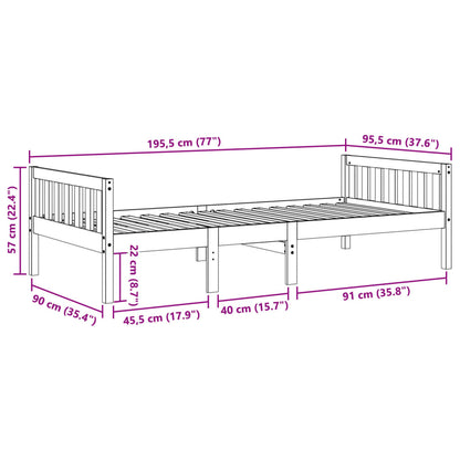 Barnsäng utan madrass vaxbrun 90x190 cm massiv furu