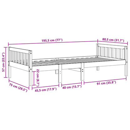 Barnsäng utan madrass 75x190 cm massiv furu