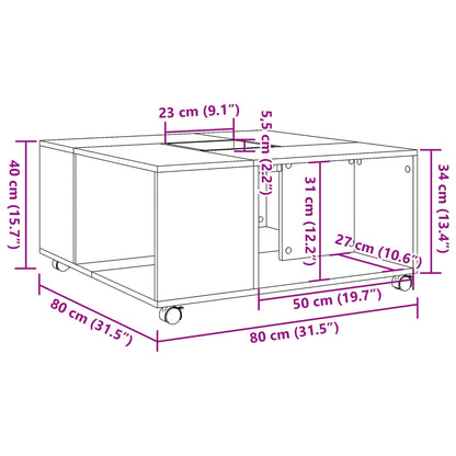 Soffbord sonoma-ek 80x80x40 cm konstruerat trä