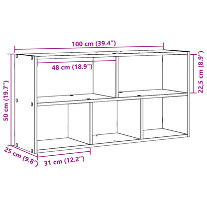 Vägghylla betonggrå 100x25x50 cm konstruerat trä