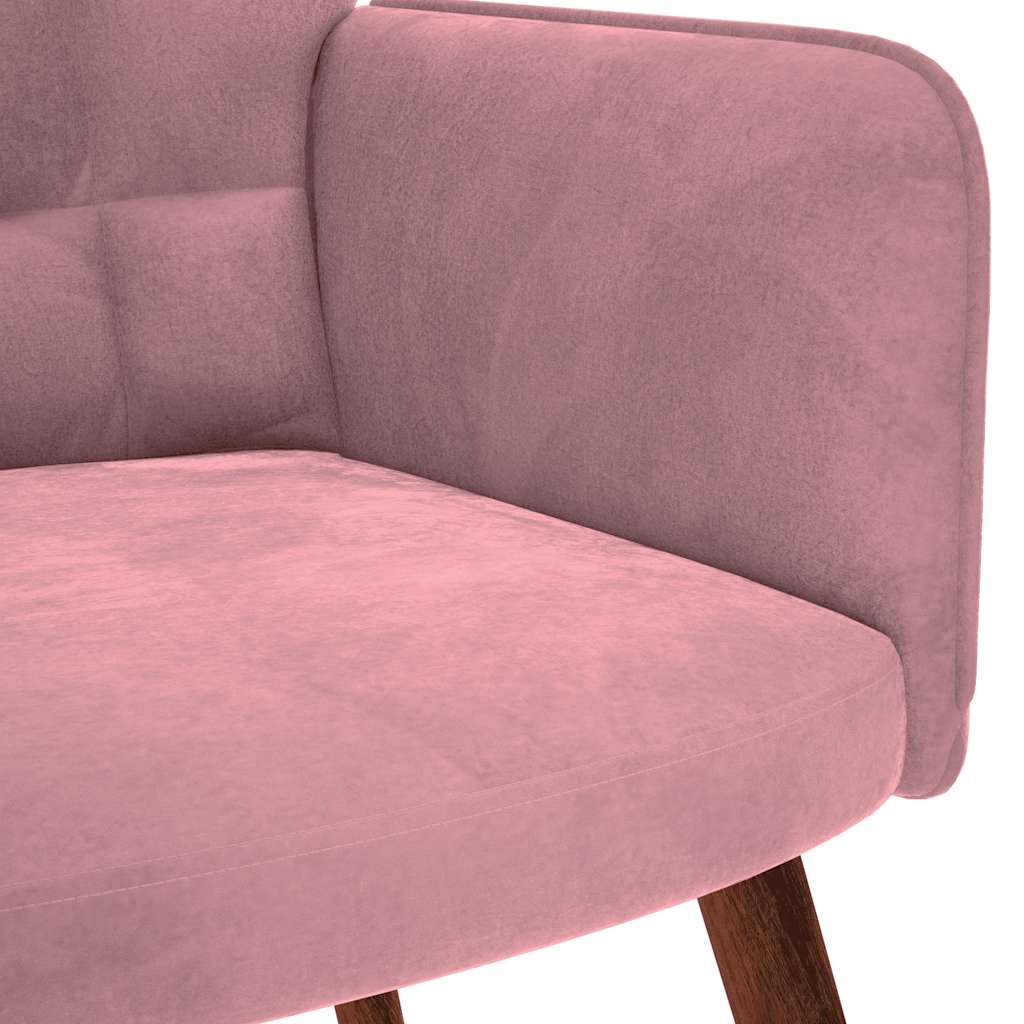 Vilstol med fotpall rosa sammet