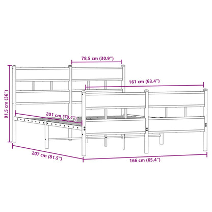 Sängram utan madrass metall sonoma-ek 160x200 cm