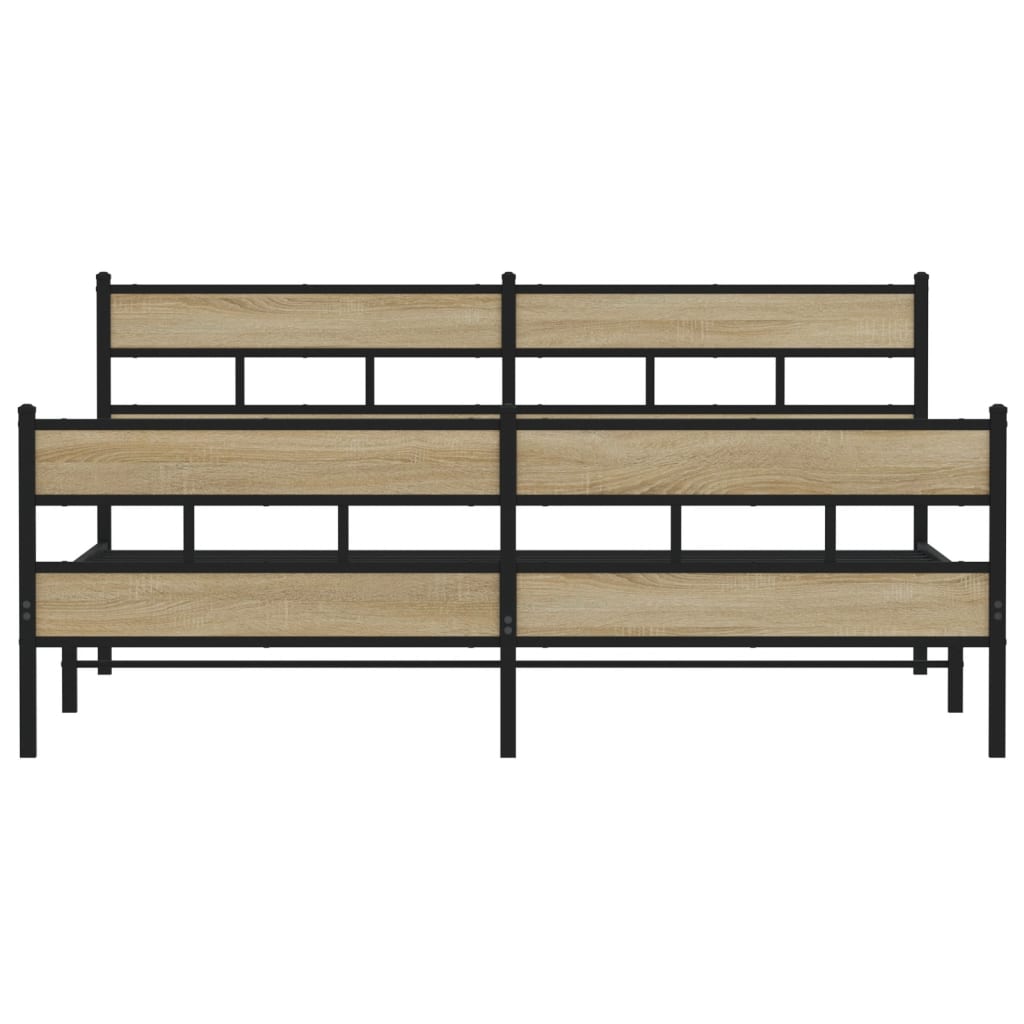 Sängram utan madrass metall sonoma-ek 200x200 cm