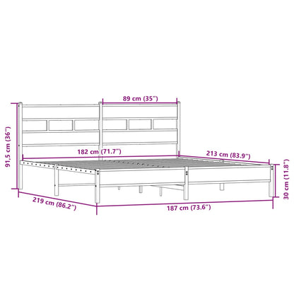 Sängram utan madrass metall sonoma-ek 183x213 cm