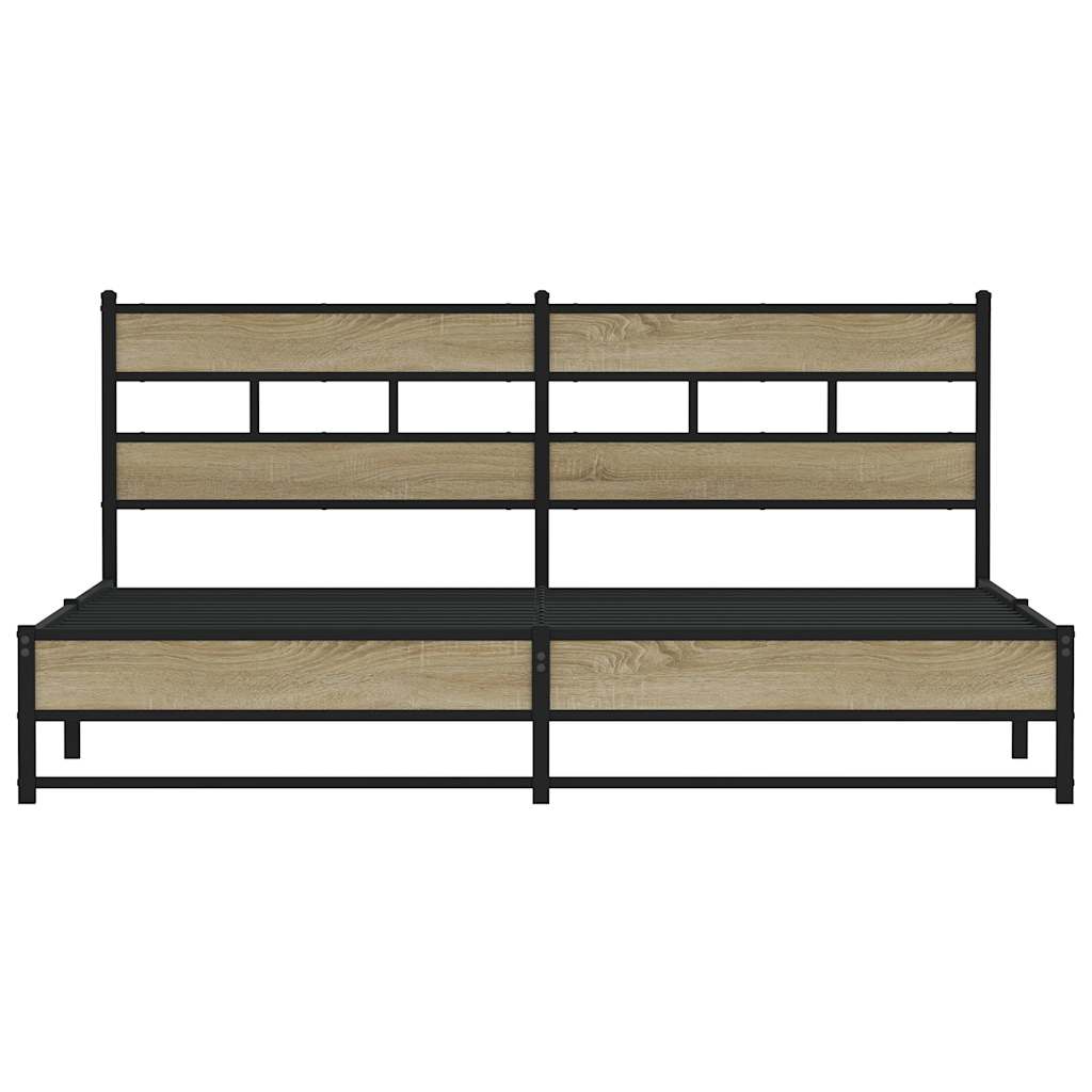 Sängram utan madrass metall sonoma-ek 183x213 cm