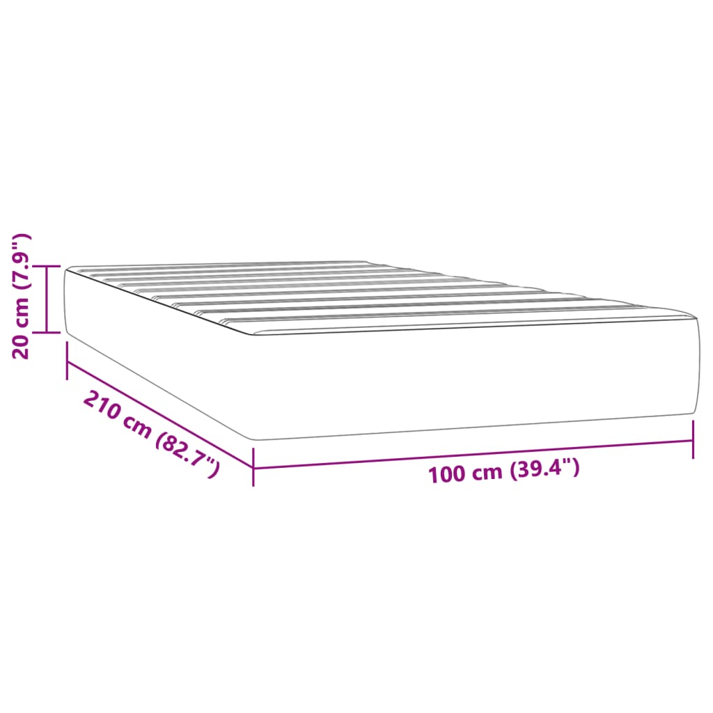 Pocketresårmadrass ljusgrå 100x210x20 cm sammet