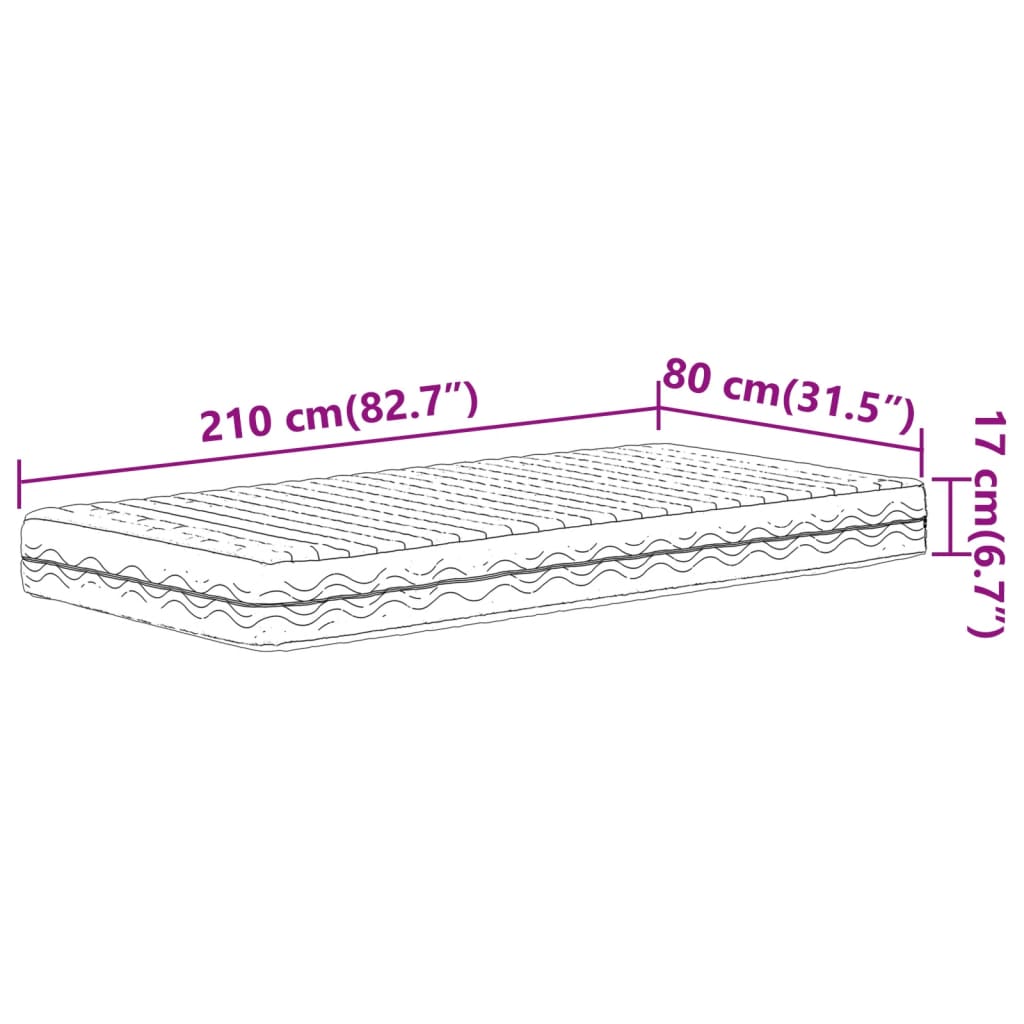 Skummadrass vit 80x210 cm hårdhet H2 H3