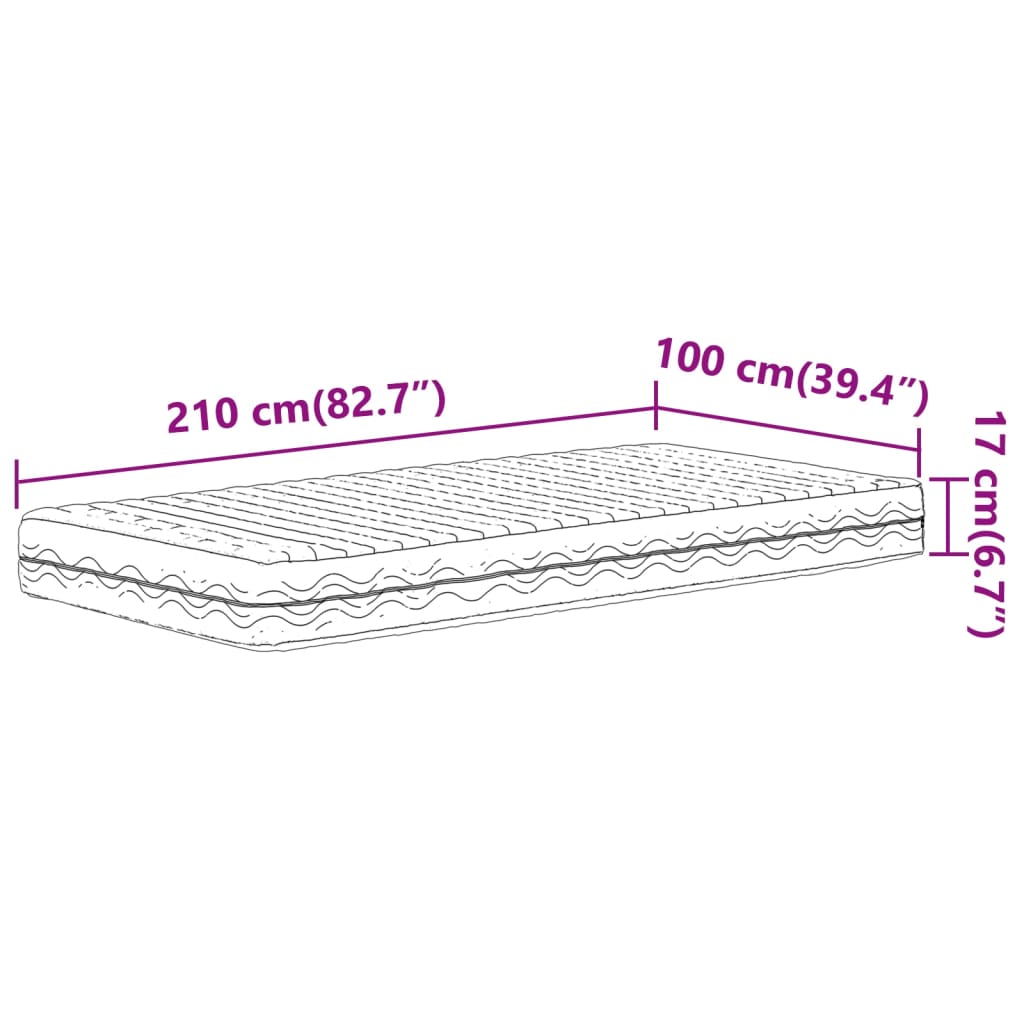 Skummadrass vit 100x210 cm hårdhet H2 H3