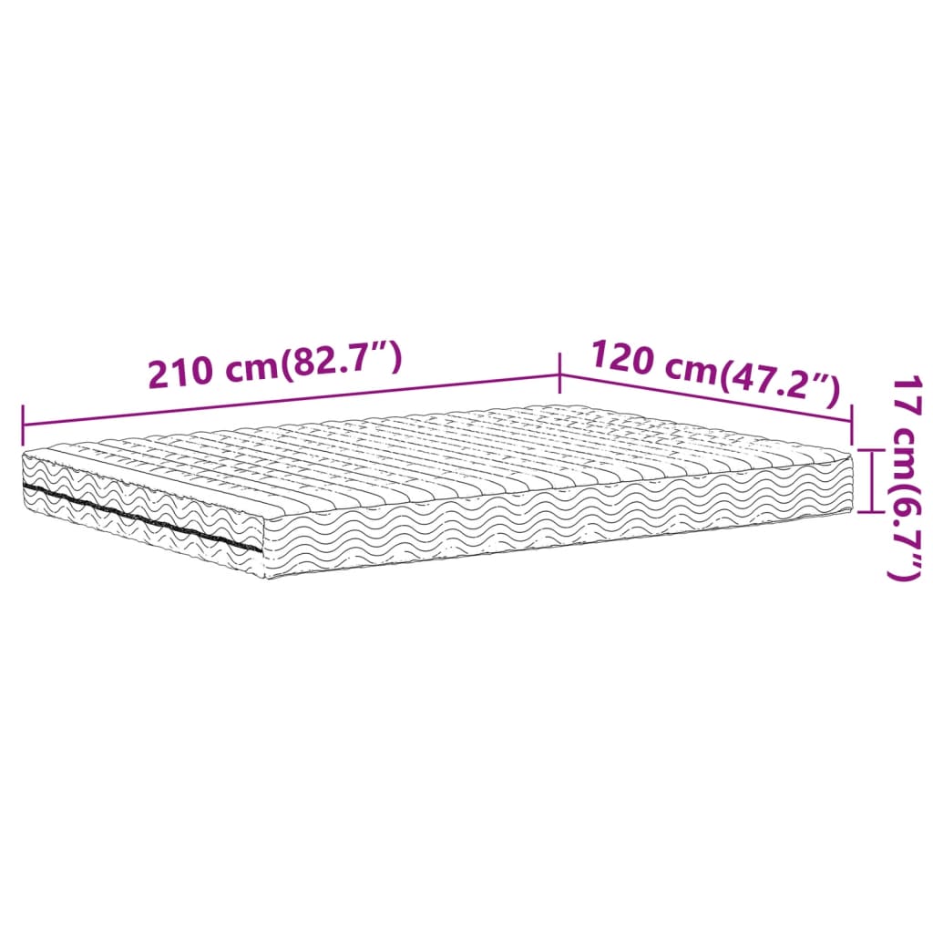 Skummadrass vit 120x210 cm hårdhet H2 H3