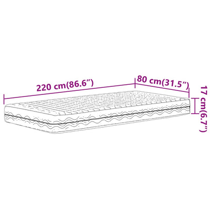 Skummadrass vit 80x220 cm hårdhet H2 H3