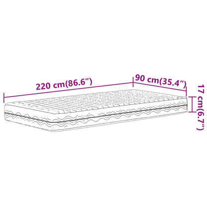 Skummadrass vit 90x220 cm hårdhet H2 H3