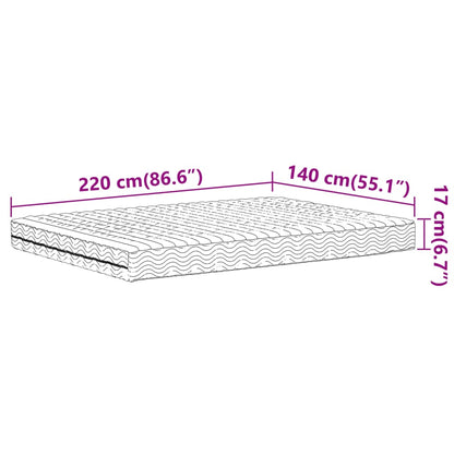 Skummadrass vit 140x220 cm hårdhet H2 H3