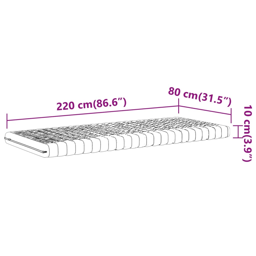 Skummadrass vit 80x220 cm 7-zoner hårdhet 20 ILD