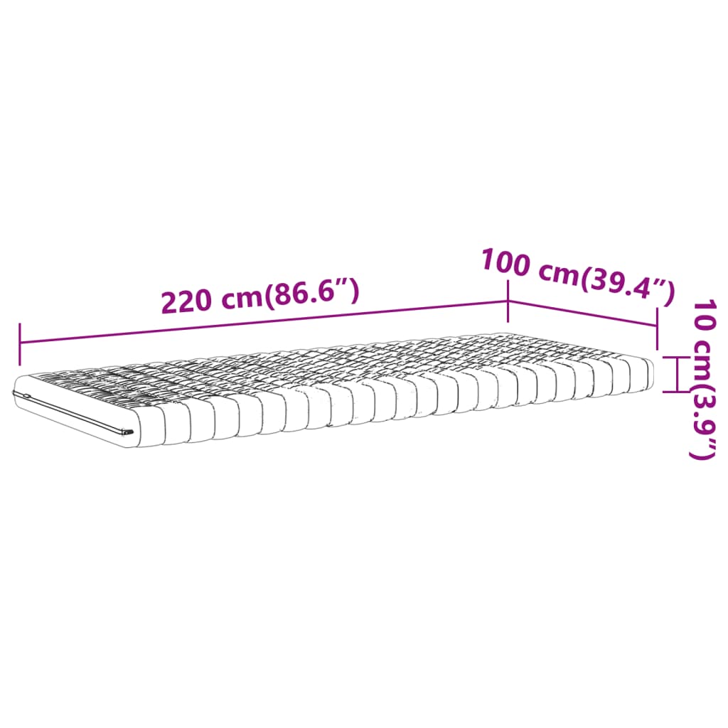 Skummadrass vit 100x220 cm 7-zoner hårdhet 20 ILD