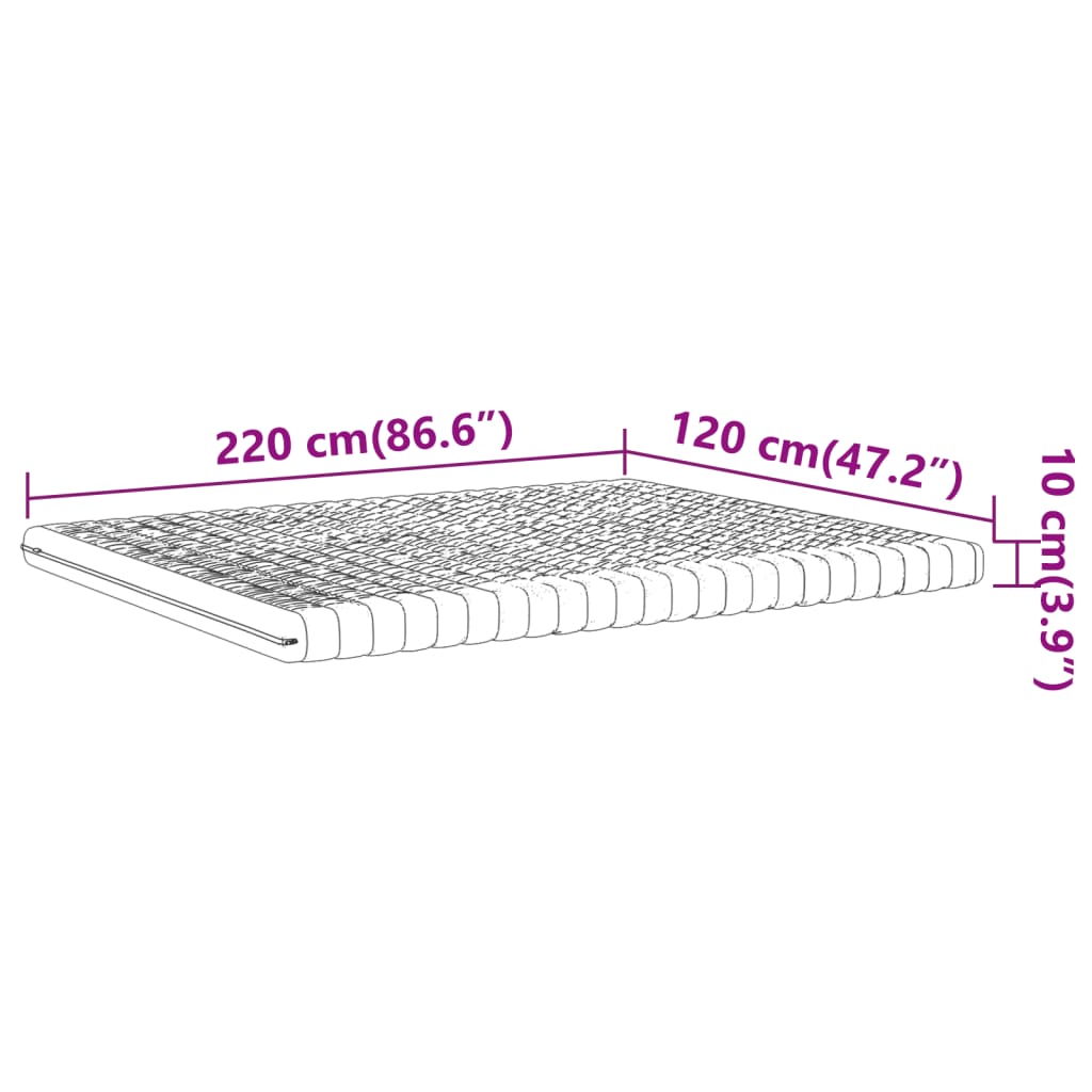 Skummadrass vit 120x220 cm 7-zoner hårdhet 20 ILD