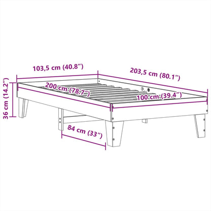 Sängram utan madrass vit 100x200 cm massiv furu