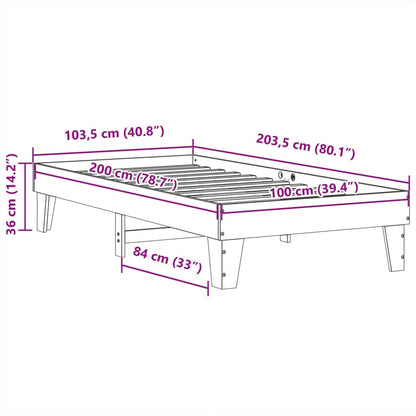 Sängram utan madrass vaxbrun 100x200 cm massiv furu