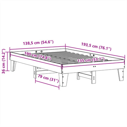 Sängram utan madrass 135x190 cm massiv furu