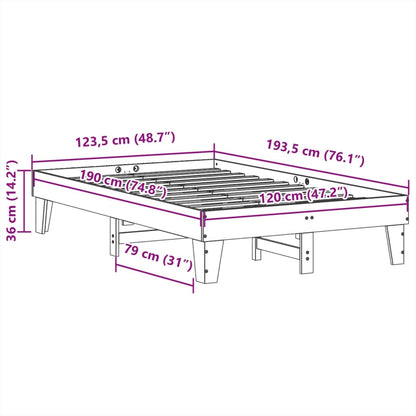 Sängram utan madrass 120x190 cm massiv furu