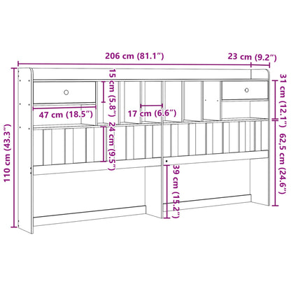 Huvudgavel med förvaring 200 cm massiv furu