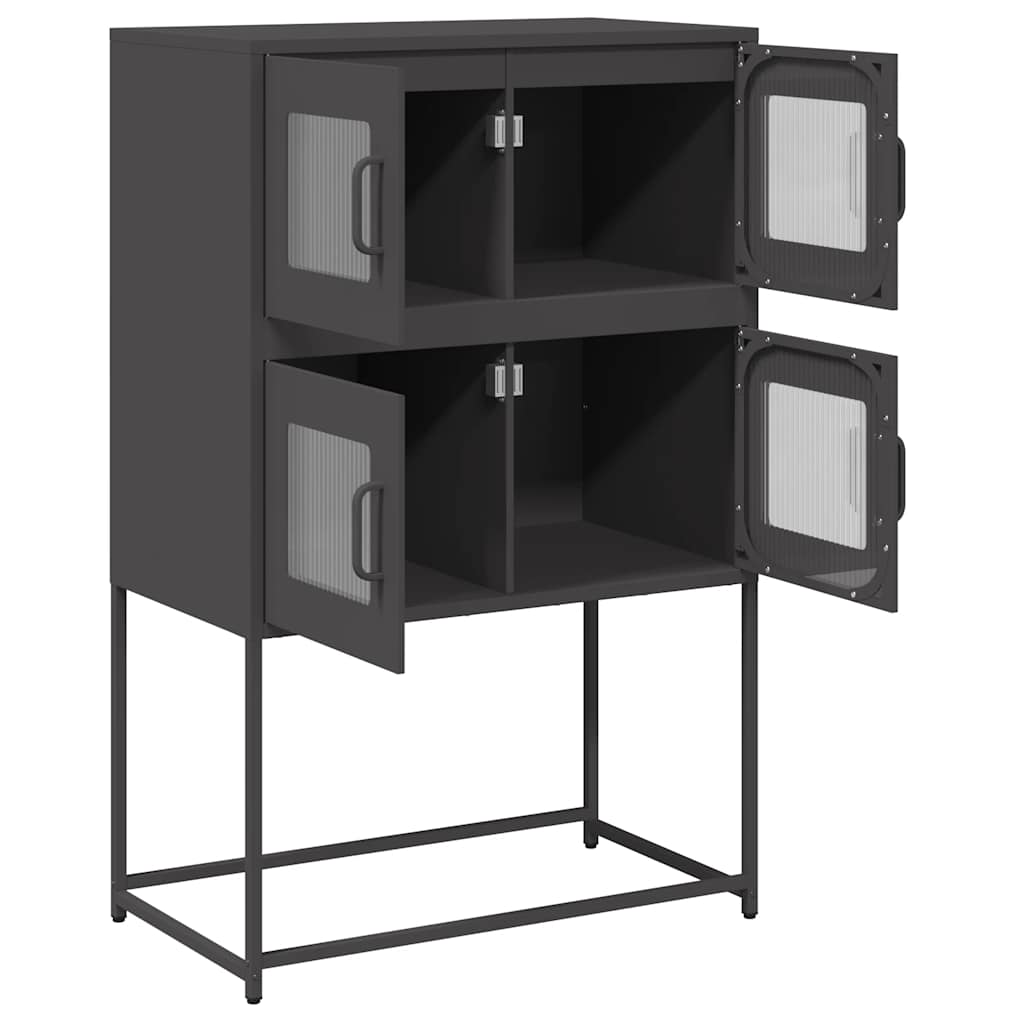 Highboard svart 68x39x107 cm stål