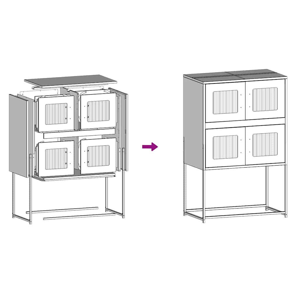 Highboard rosa 68x39x107 cm stål