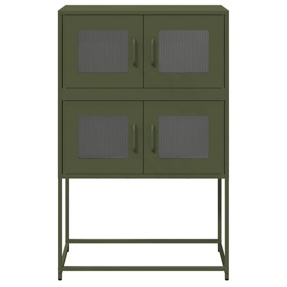 Highboard olivgrön 68x39x107 cm stål