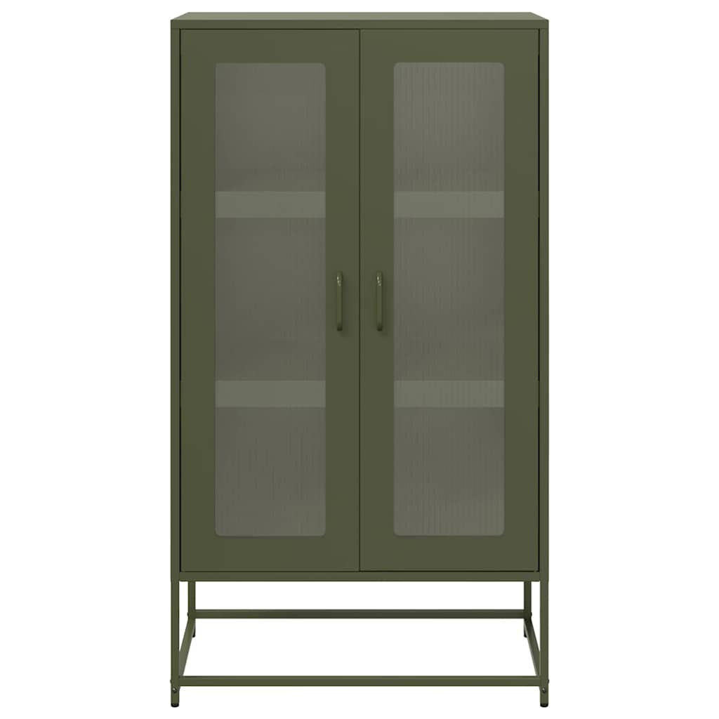 Highboard olivgrön 68x39x123 cm stål