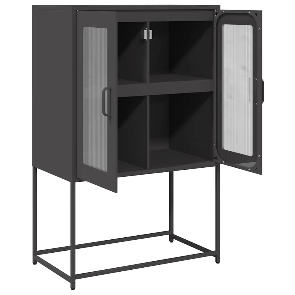 Highboard svart 68x39x107 cm stål