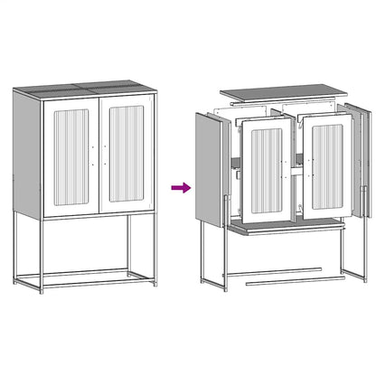 Highboard svart 68x39x107 cm stål