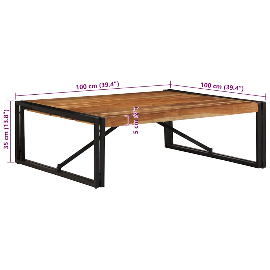 Soffbord 100x100x35 cm massivt trä akacia