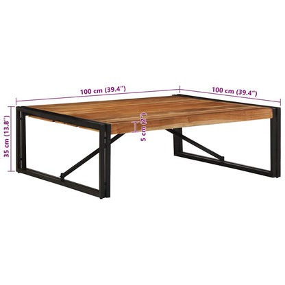 Soffbord 100x100x35 cm massivt trä akacia