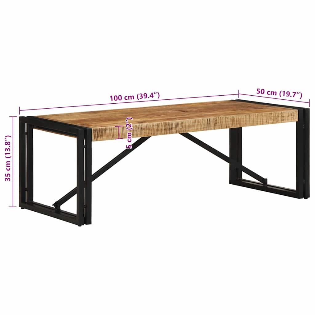 Soffbord 100x50x35 cm massivt grovt mangoträ