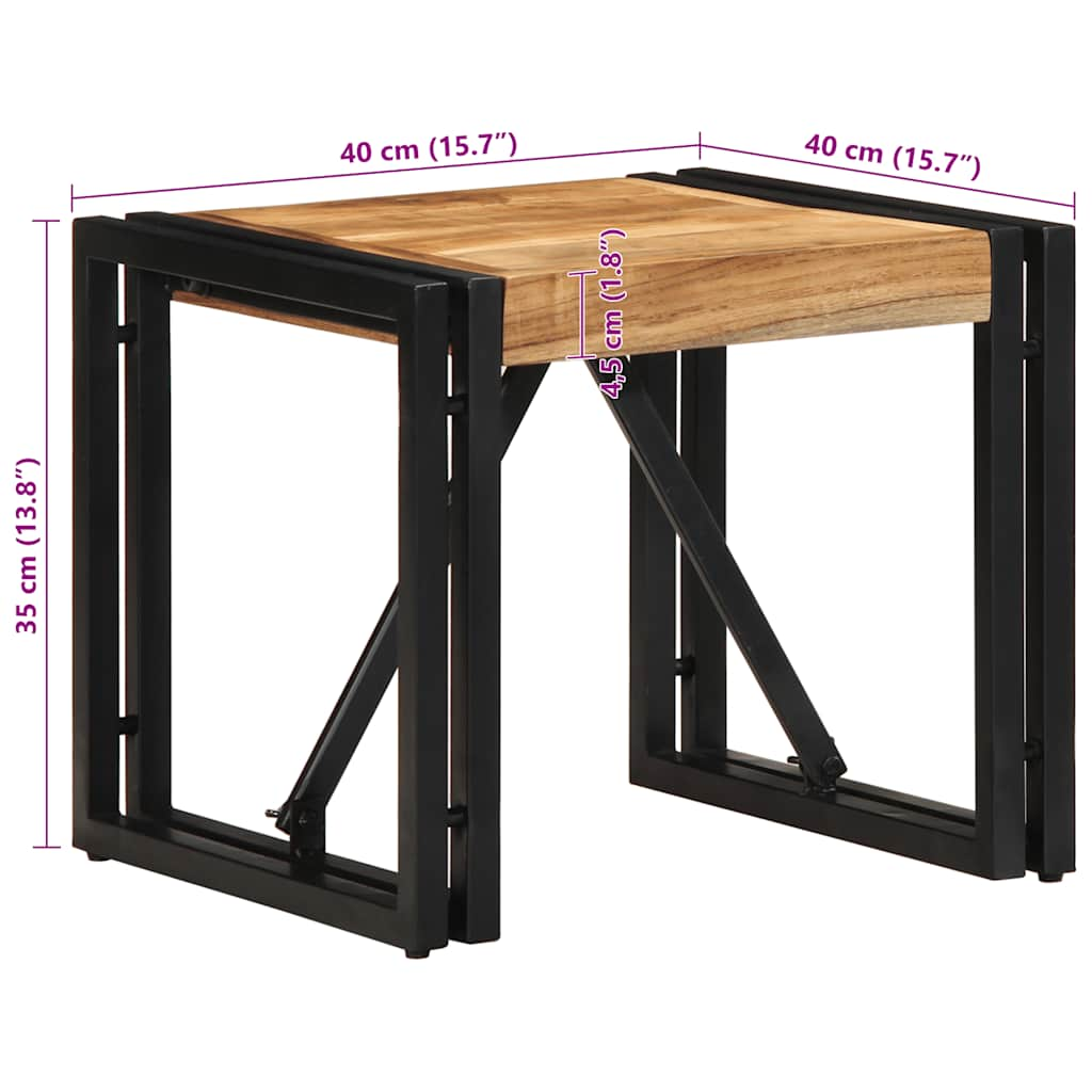 Soffbord 40x40x35 cm massivt trä akacia