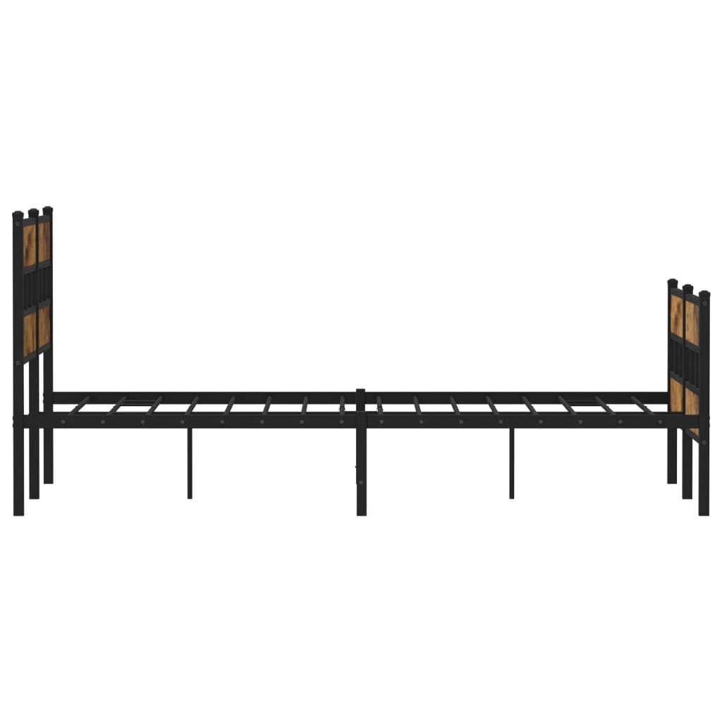 Sängram utan madrass metall rökfärgad ek 120x200 cm