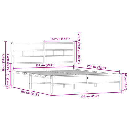 Sängram utan madrass med huvudgavel sonoma-ek 150x200 cm