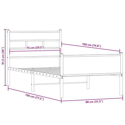 Sängram utan madrass rökfärgad ek 75x190 cm konstruerad trä