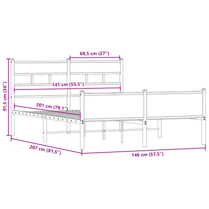 Sängram utan madrass rökfärgad ek 140x200 cm konstruerad trä