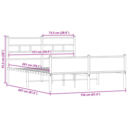 Sängram utan madrass rökfärgad ek 150x200 cm konstruerad trä