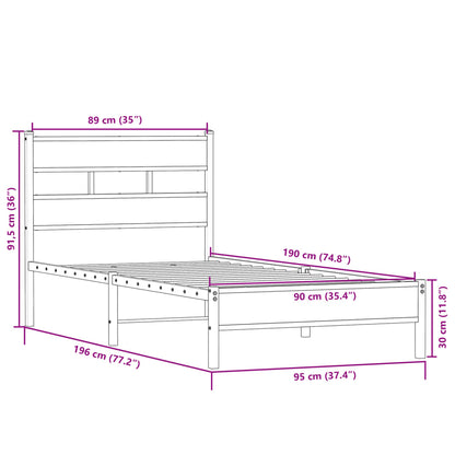 Sängram utan madrass sonoma-ek 90x190 cm konstruerad trä