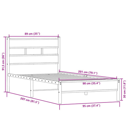 Sängram utan madrass sonoma-ek 90x200 cm konstruerad trä