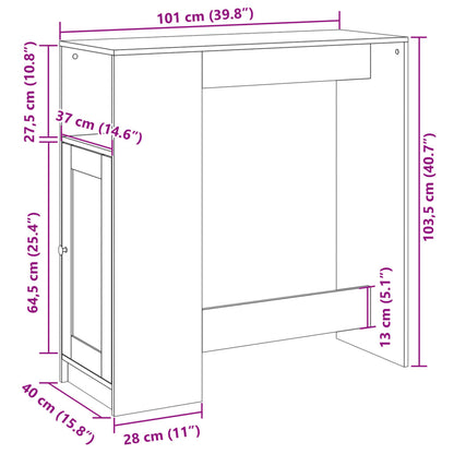 Barbord med ställ vit 101x40x103,5 cm konstruerat trä