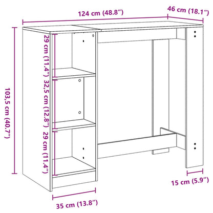 Barbord med hylla artisian-ek 124x46x103,5 cm konstruerat trä