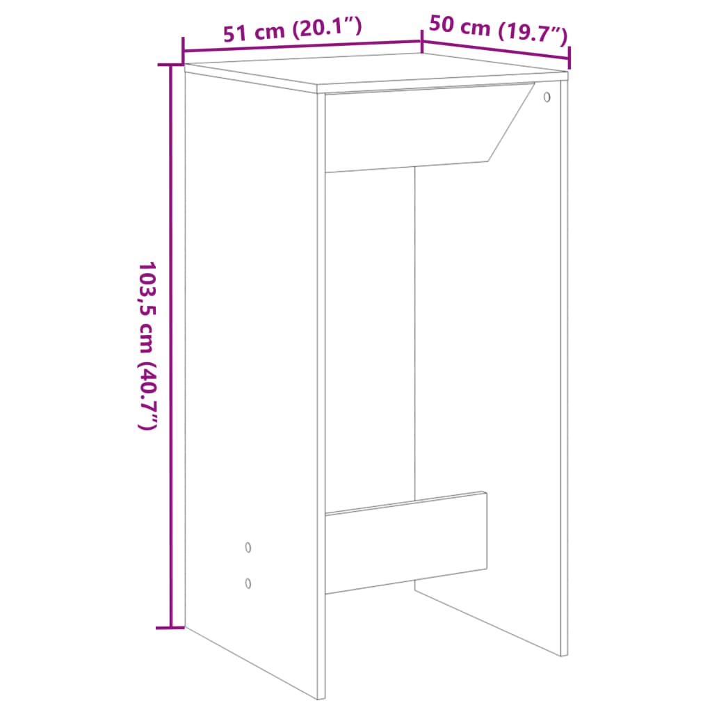 Barbord svart 51x50x103,5 cm konstruerat trä