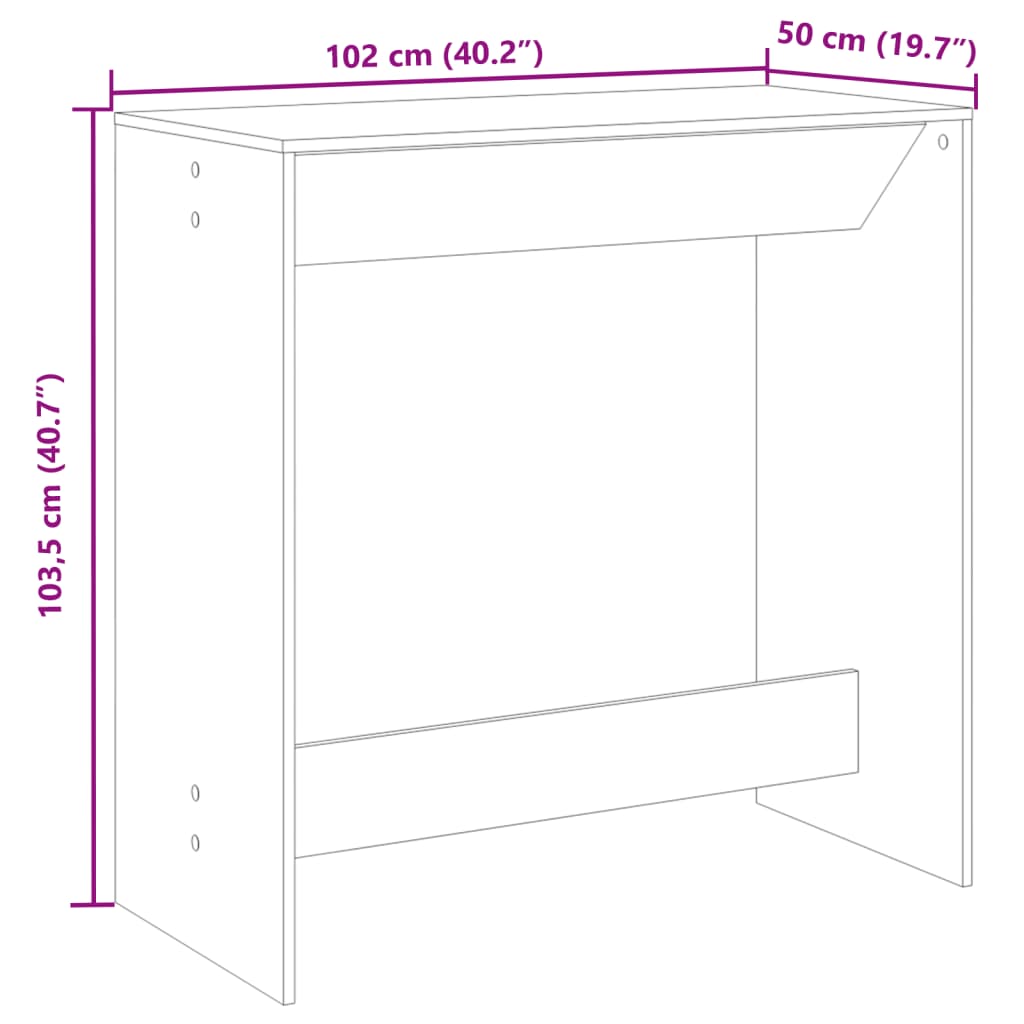 Barbord vit 102x50x103,5 cm konstruerat trä