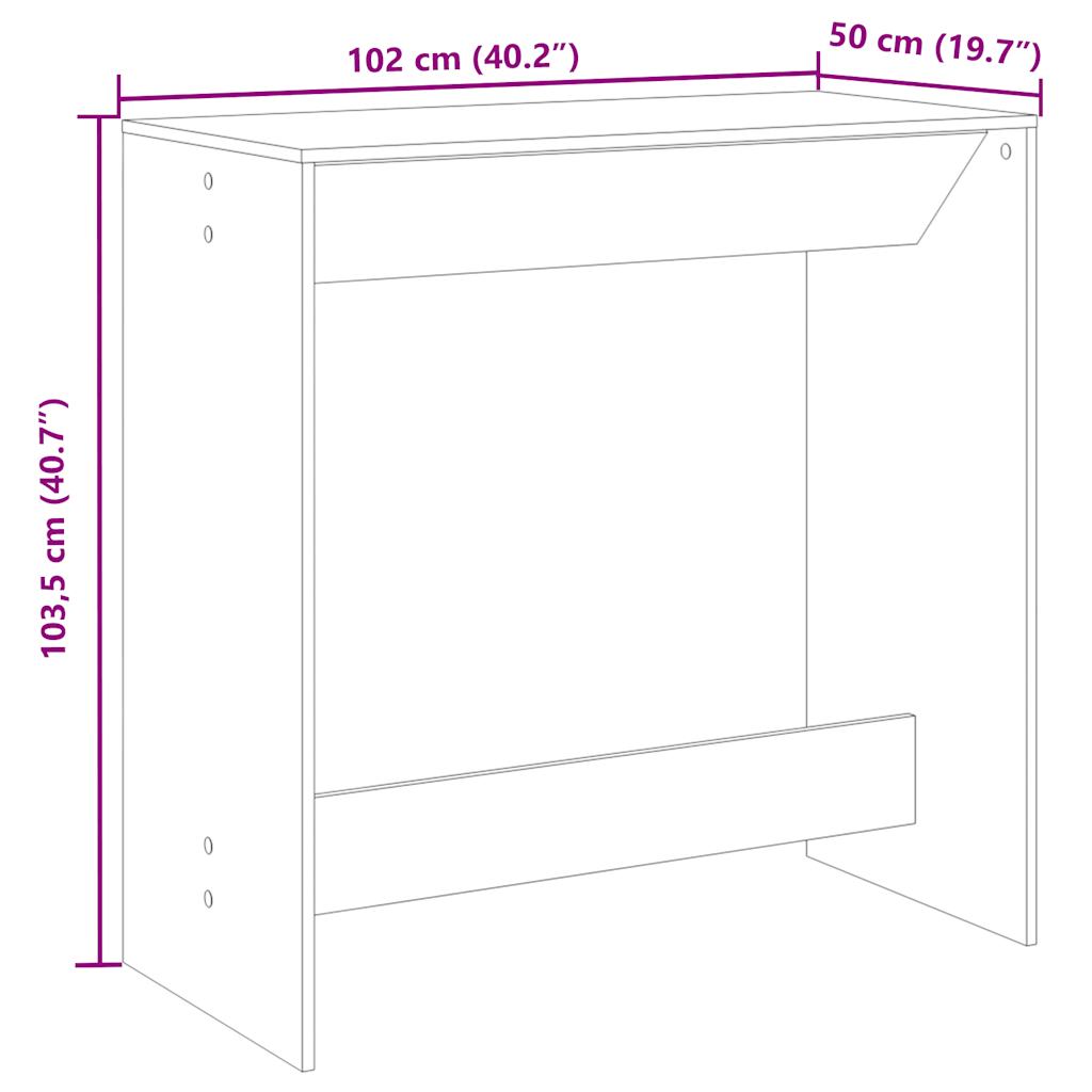 Barbord brun ek 102x50x103,5 cm konstruerat trä