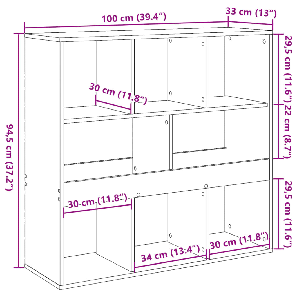 Bokhylla/Rumsavdelare svart 100x33x94,5 cm