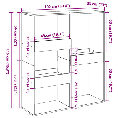 Bokhylla/rumsavdelare brun ek 100x33x115 cm