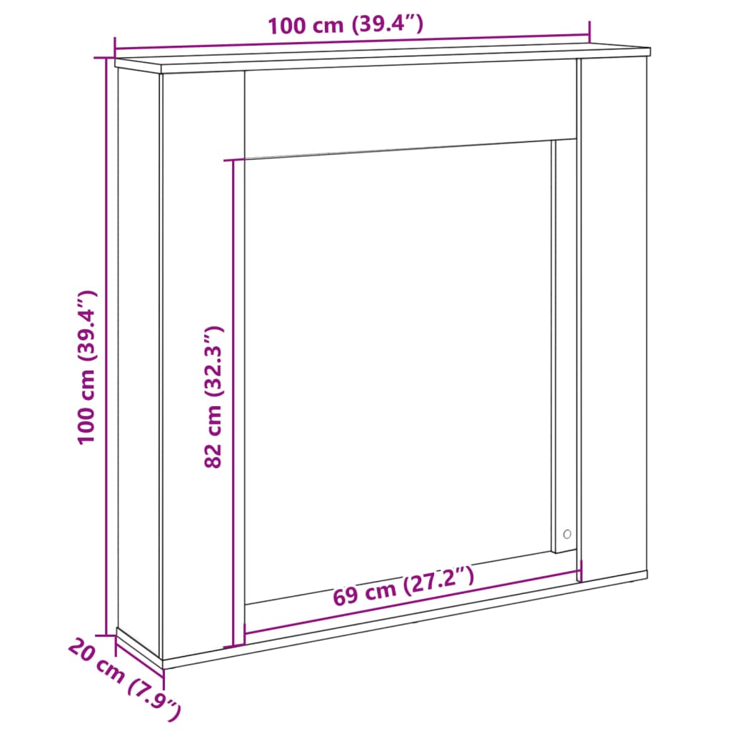 Spiselkrans betonggrå 100x20x100 cm konstruerat trä