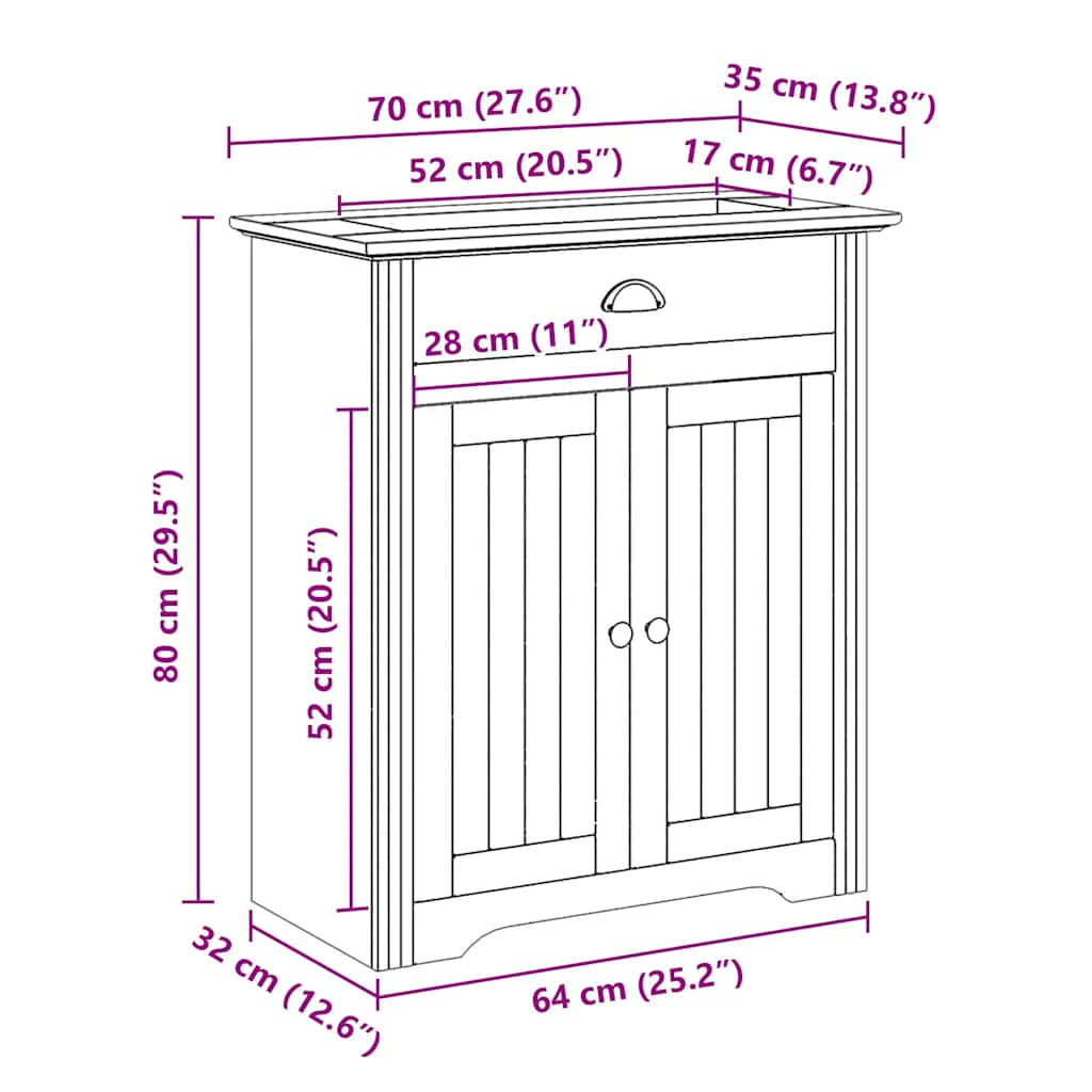 Tvättställsskåp BODO vit 70x35x80 cm